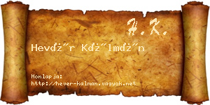 Hevér Kálmán névjegykártya
